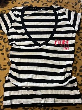 The Cure black and white striped 2008 tour tee size L